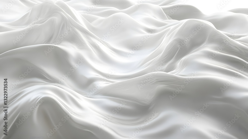 Fototapeta premium Ethereal White Rippling Fabric Canvas with Fluid Motions and Subtle Textures