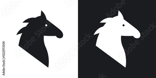 Horse vector icon set in solid style.
