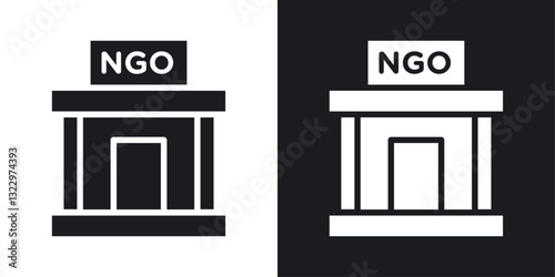 NGO Building vector icon set in solid style.
