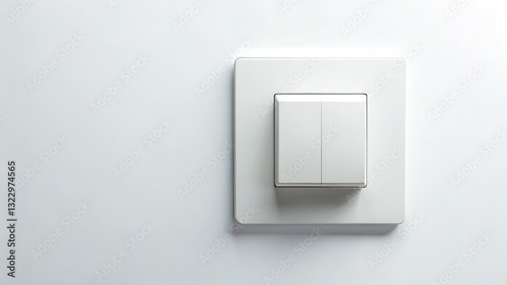 Futuristic Power Switch: Modern Flat Lay Stock Photo - Clean White Background Futuristic Power Switch: Modern Flat Lay Stock Photo - Clean White Background
