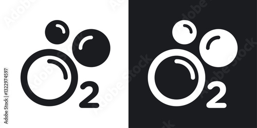 Oxygen O2 vector icon set in solid style.