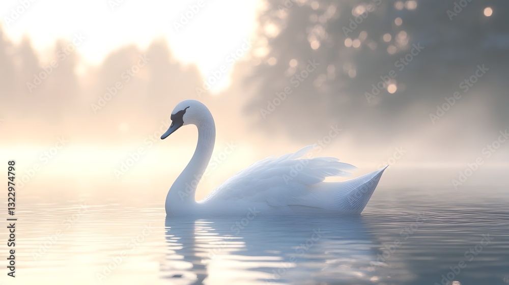 Fototapeta premium Surreal 3D of Brand Recognition Mute Swan Symbol