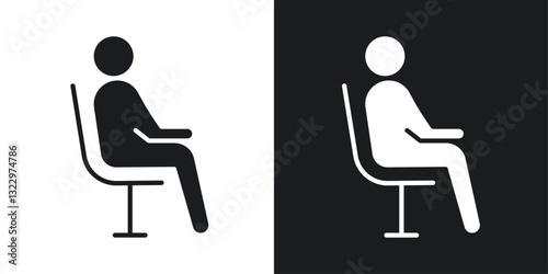 Person seat vector icon set in solid style.