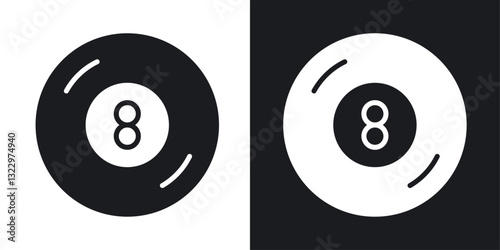 Pool 8 ball vector icon set in solid style.