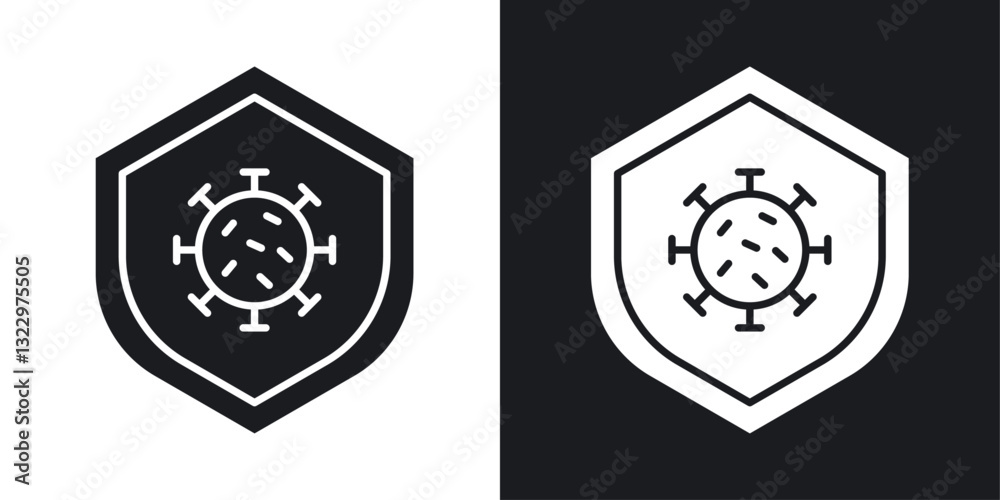 Fototapeta premium Shield virus vector icon set in solid style.