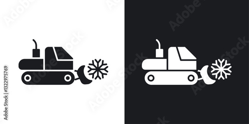 Snowplow vector icon set in solid style.
