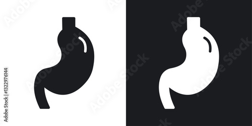 Stomach vector icon set in solid style.