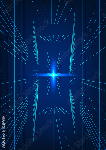 Metaverse technology background. Lines arranged together with supporting elements, representing the entry into the virtual world, where VR glasses are used to log in.