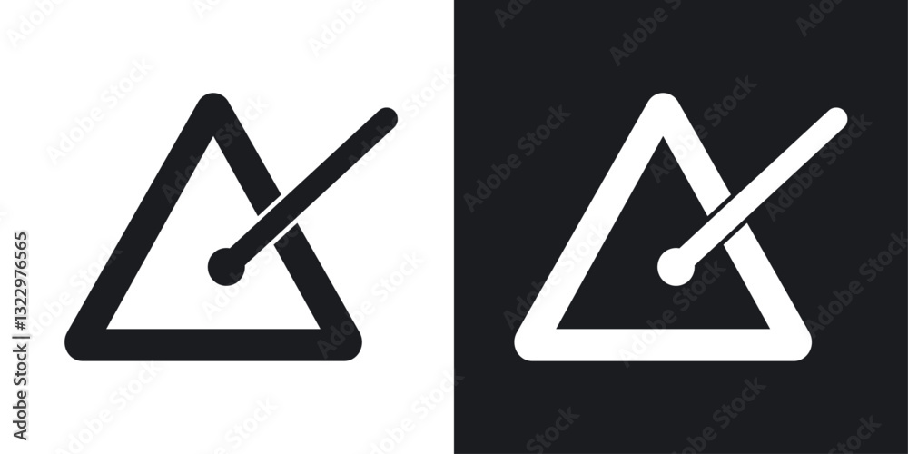 Triangle music vector icon set in solid style. Triangle music vector icon set in solid style.
