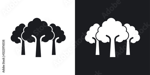 Trees vector icon set in solid style.