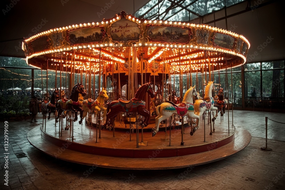 Obraz premium Illuminated Carousel at Night