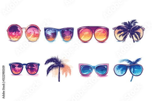 set of colorful sunglasses
