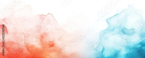 Digital watercolor painting abstract background concept. Abstract colorful smoke background in red and blue hues with a soft texture.