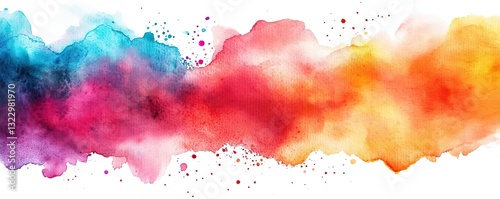 Digital watercolor painting abstract background concept. A vibrant splash of colors blending harmoniously in an artistic watercolor style.