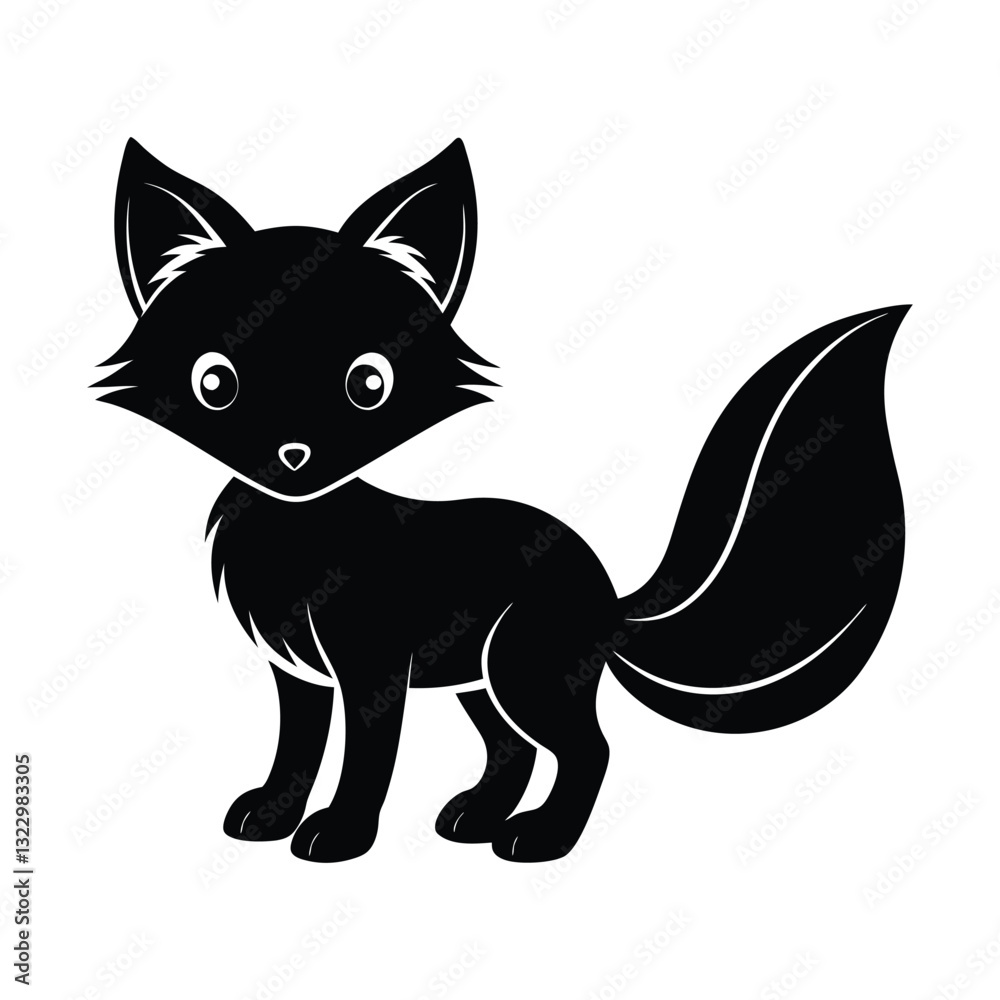 Fototapeta premium cute baby fox silhouette art