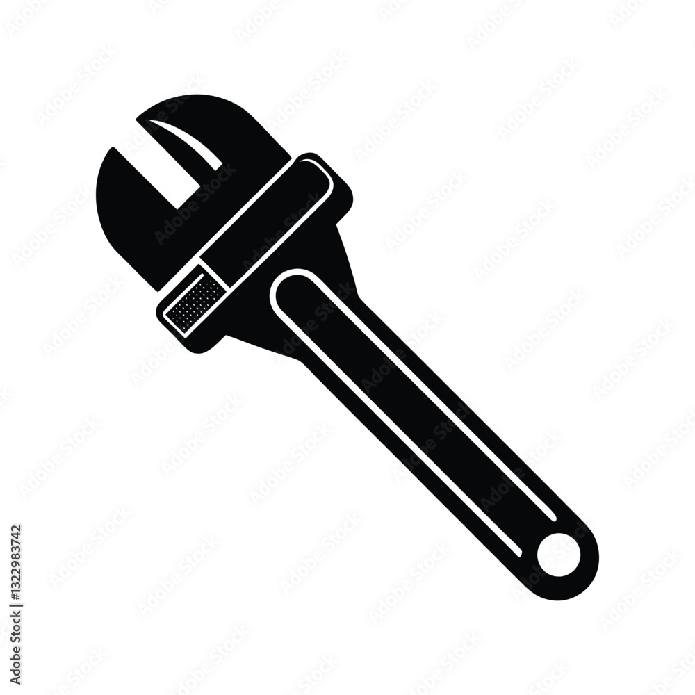 pipe wrench of a silhouette art pipe wrench of a silhouette art