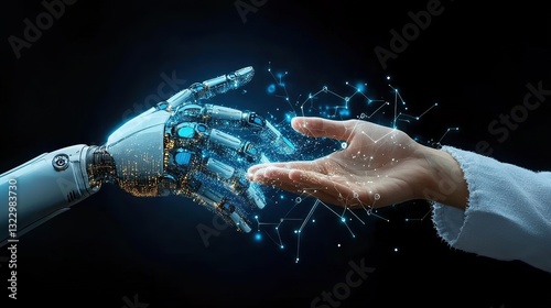 Human and Robot Finger Touch in the Context of Big Data Network Connectivity, Science and Artificial Intelligence Technologies, Innovation and the Future.