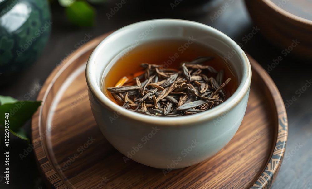 Closet-up of a ceramic bowl filled with looset leaf tea on a table food drink drink food meal dinner menu restaurant coffee lunch set Closet-up of a ceramic bowl filled with looset leaf tea on a table food drink drink food meal dinner menu restaurant coffee lunch set