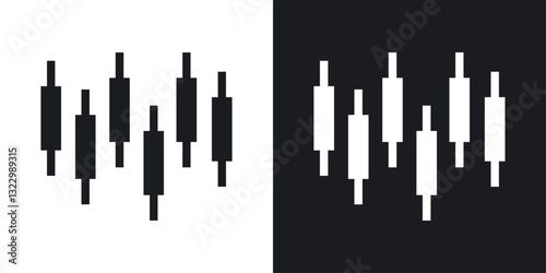 Chart candlestick icons pack in solid style