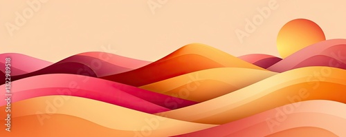 Abstract landscape background idea. Vibrant abstract landscape with flowing waves and a warm sunset glow.