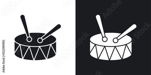 Drum icons pack in solid style