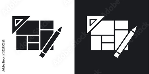 Floor plan icons pack in solid style