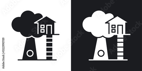 House tree icons pack in solid style