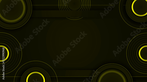 Abstract modern banner background | Decorative geometric background with circle pattern, shadow line | Elegant background for corporate, decoration, futuristic, texture with olive color 