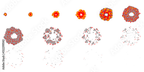 Cartoon explosion Animation. Animated smoke explosion vector. motion effect for game.