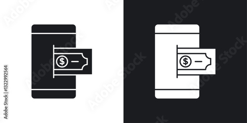 Send money smartphone icons pack in solid style