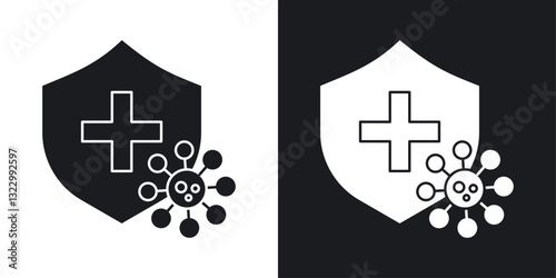 Shield virus icons pack in solid style