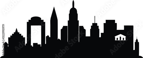 Boston City Skyline Silhouette Vector, City Buildings Silhouette Vector