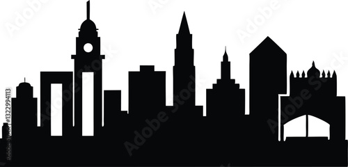 Boston City Skyline Silhouette Vector, City Buildings Silhouette Vector