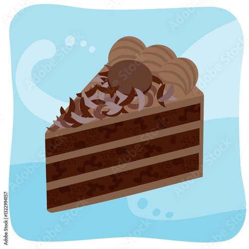 一切れのチョコレートケーキのベクターイラストレーション