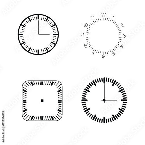 Wall clock face vector illustration set 