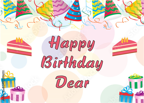 Happy birthday card set. Trendy greeting cards with tired birthday cake, party hat, gifts. Cute and elegant vector illustration templates in simple style