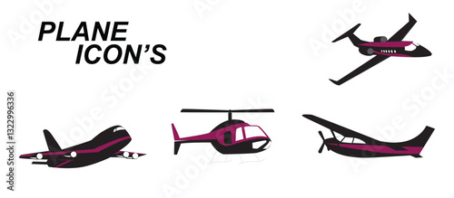 Vector illustration of silhouette of airplanes airbus or plane