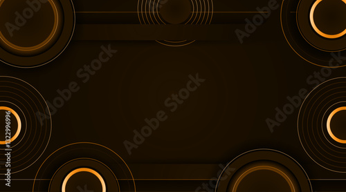 Abstract vector background for banner, futuristic, presentation, decoration, greetings card, wallpaper | Gradient geometric background with circular shape, shadow with golden, brown colour 