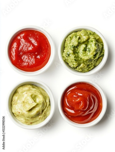 Wallpaper Mural Variety of Sauces in Small White Bowls on Clean White Background Torontodigital.ca