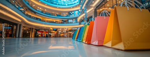 Colorful shopping bags in mall (1) photo