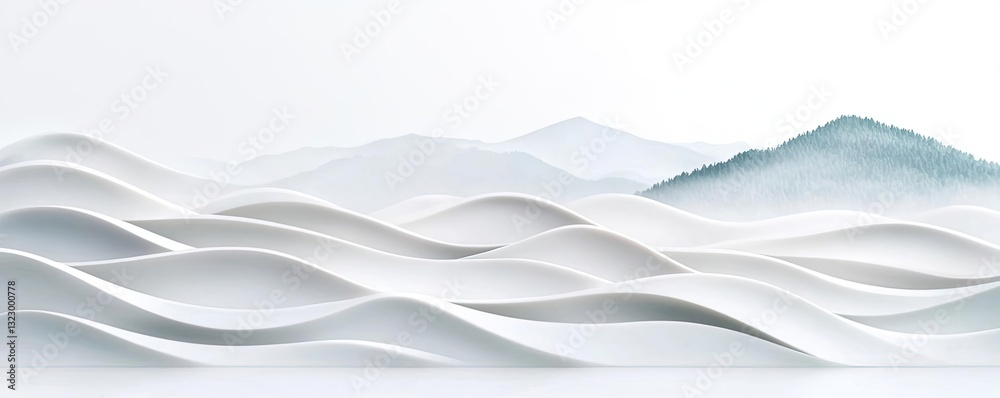 Fototapeta premium Abstract landscape background idea. Elegant abstract waves create a serene and soothing visual atmosphere.