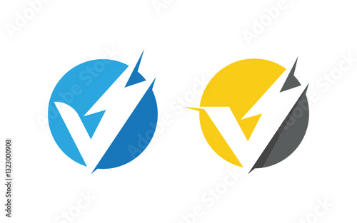 A Letter Lightning Logo vector icon illustration design Template v.9