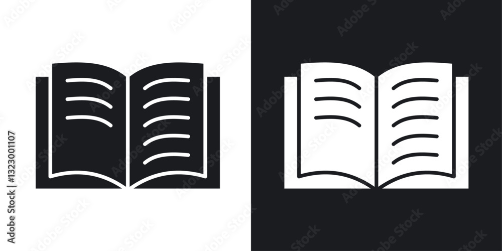 Book icons pack in solid style Book icons pack in solid style
