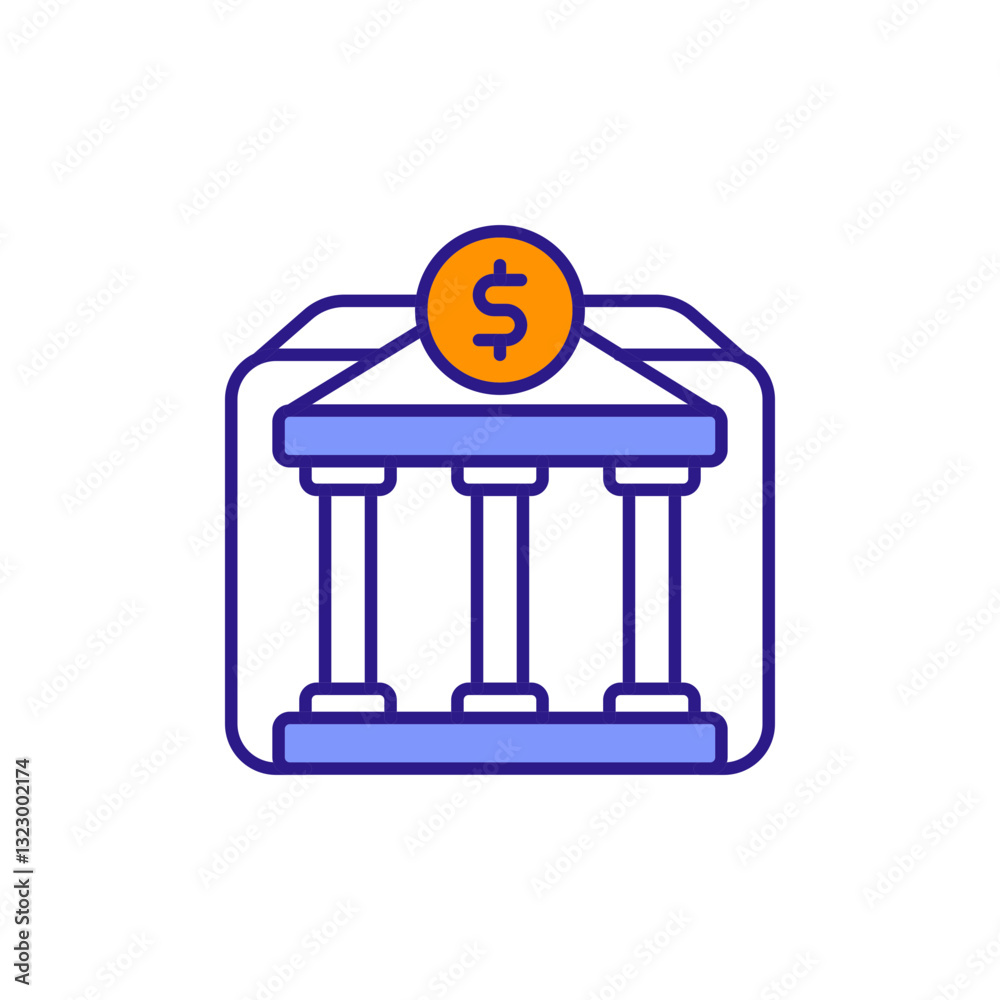 Bank Building Icon Representing Bank Branches. Bank Building Icon Representing Bank Branches.