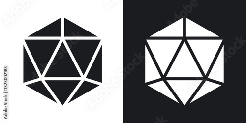 Dice d20 icons pack in solid style