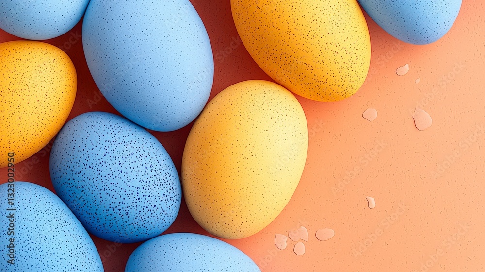 Pastel Blue and Yellow Speckled Eggs Easter Spring Festive Holiday Pastel Blue and Yellow Speckled Eggs Easter Spring Festive Holiday