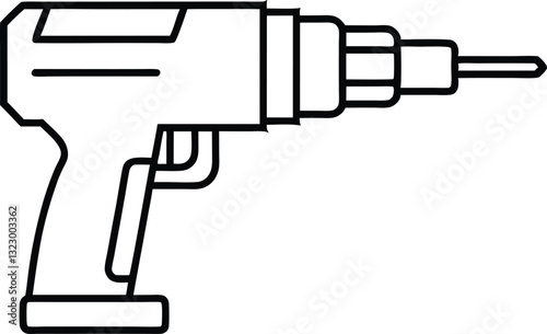 electric drill machine line art silhouette vector