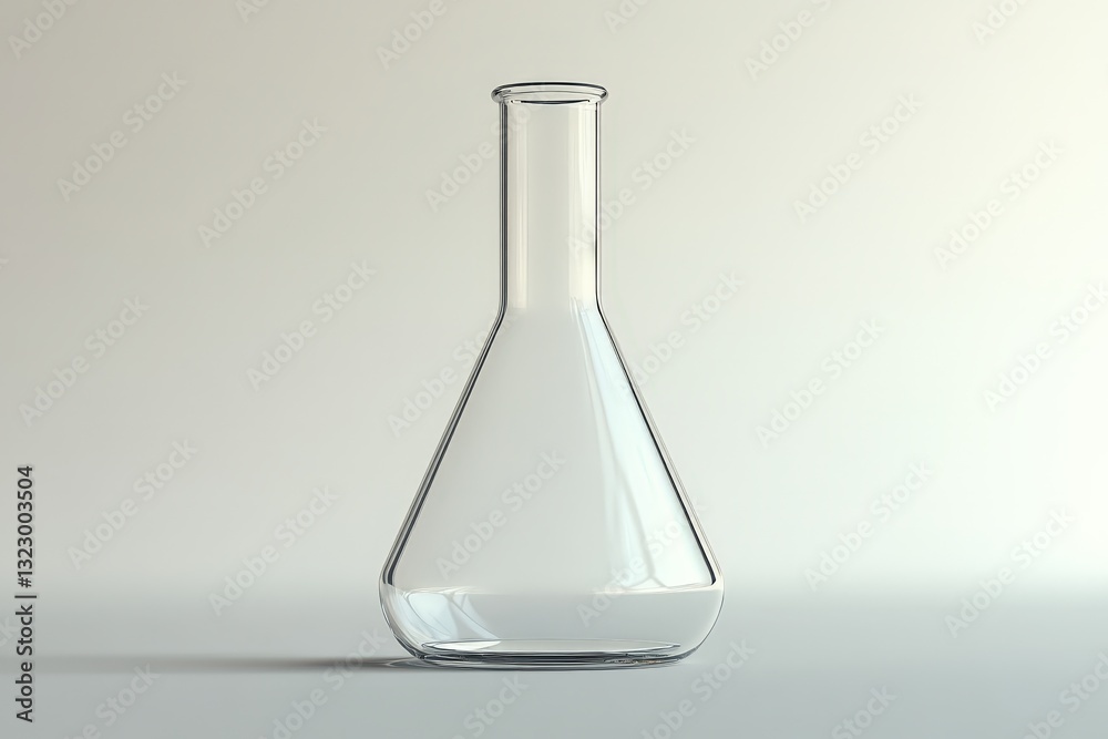 A single empty laboratory flask sits against a plain background A single empty laboratory flask sits against a plain background