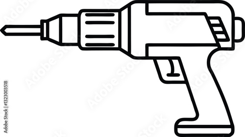 electric drill machine line art silhouette vector