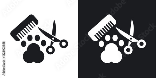Pet grooming icons pack in solid style